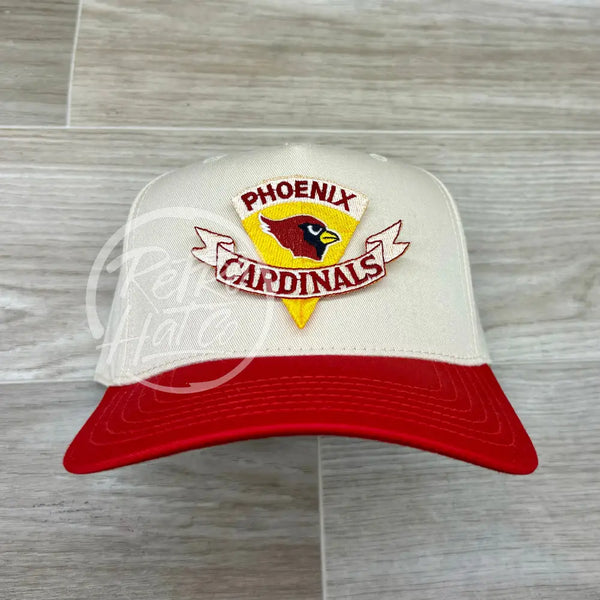 Vintage 90S Phoenix Cardinals Pennant Patch On Natural/Red Retro Hat Ready To Go
