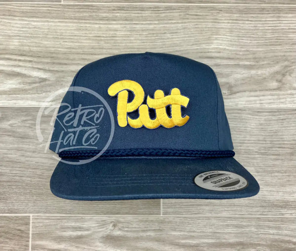 Vintage 90S Pittsburg / Pitt Patch On Blue Classic Rope Hat Ready To Go