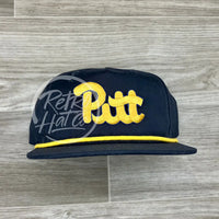 Vintage 90S Pittsburgh (Pitt) Panthers Patch On Retro Rope Hat Black W/Yellow Ready To Go