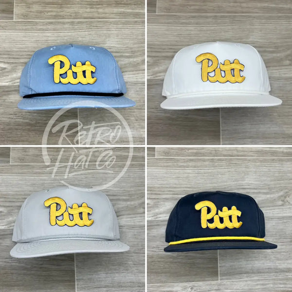 Vintage 90S Pittsburgh (Pitt) Panthers Patch On Retro Rope Hat Ready To Go