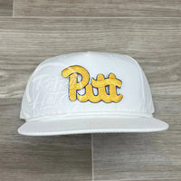 Vintage 90S Pittsburgh (Pitt) Panthers Patch On Retro Rope Hat Solid White Ready To Go