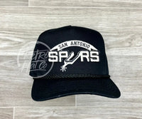 Vintage 90S San Antonio Spurs Patch On Black Retro Rope Hat Ready To Go