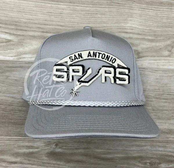 Vintage 90S San Antonio Spurs Patch On Gray Retro Rope Hat Ready To Go