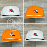 Vintage 90S Tampa Bay Buccaneers Helmet Patch On Bright Orange Retro Hat W/White Rope Ready To Go