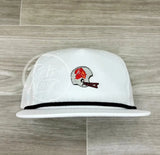 Vintage 90S Tampa Bay Buccaneers Helmet Patch On White Retro Hat W/Black Rope Ready To Go