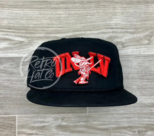 Vintage 90S Unlv Rebels Patch On Black Poly Rope Hat Ready To Go