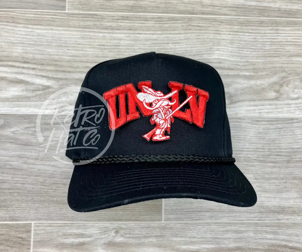 Vintage 90S Unlv Rebels Patch On Black Retro Rope Hat Ready To Go