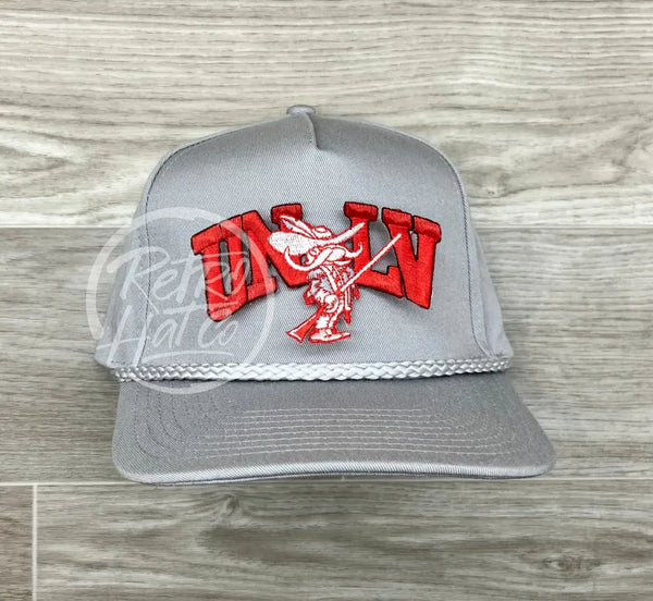 Vintage 90S Unlv Rebels Patch On Gray Retro Rope Hat Ready To Go