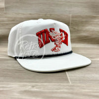 Vintage 90S Unlv Rebels Patch On White Retro Hat W/Black Rope Ready To Go