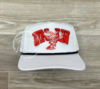 Vintage 90S Unlv Rebels Patch On White Retro Hat W/Black Rope Ready To Go