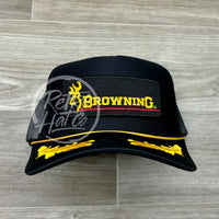 Vintage Browning Patch On Black Meshback Trucker Hat W/Scrambled Eggs Ready To Go