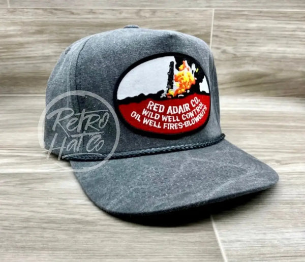 Vintage Oilfield - Red Adair Wild Well Control Patch On Coal Stonewashed Rope Hat With Snapback