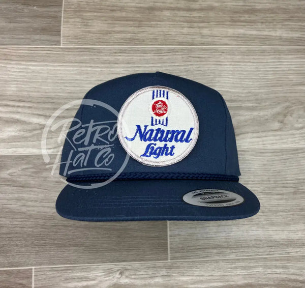 Vintage Silver Natural / Natty Light Beer Patch On Classic Rope Hat Blue Ready To Go