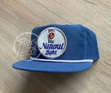 Vintage Silver Natural / Natty Light Patch On Blue Poly Rope Hat With Snapback Ready To Go