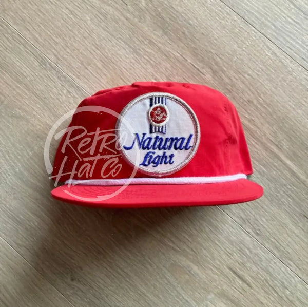 Vintage Silver Natural / Natty Light Patch On Red Poly Rope Hat With Snapback Ready To Go
