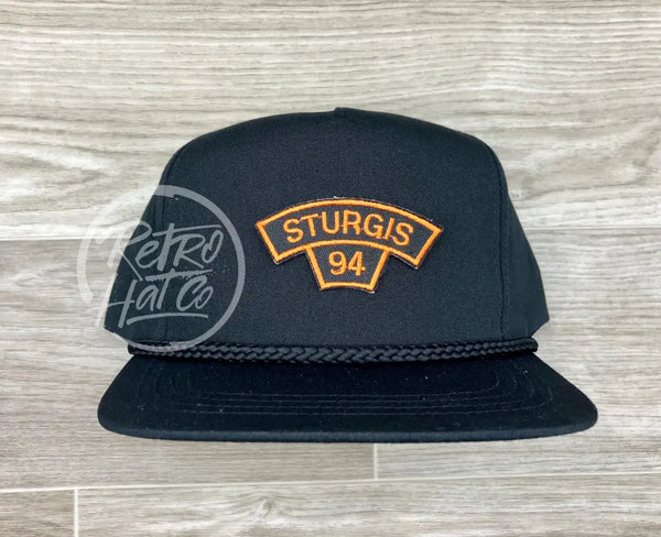 Vintage Sturgis 94 (Small Arch) Patch On Black Classic Rope Hat Ready To Go