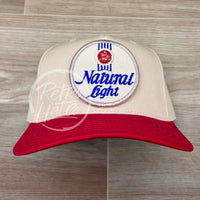 Vintahe Silver Natural / Natty Light Beer Patch On White/Red Hat With Snapback Ready To Go