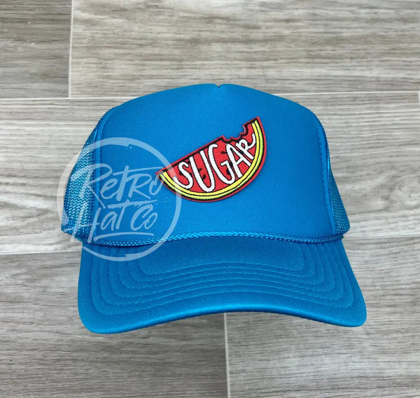 Watermelon Sugar Patch On Turquoise Meshback Trucker Hat Ready To Go