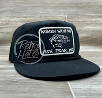 Women Want Me / Fish Fear On Retro Poly Rope Hat Black Ready To Go