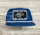 Women Want Me / Fish Fear On Retro Poly Rope Hat Blue Ready To Go