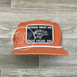 Women Want Me / Fish Fear On Retro Poly Rope Hat Orange Ready To Go