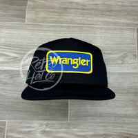 Wrangler (Blue) On Black Classic Rope Hat Ready To Go