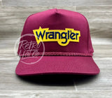 Wrangler On Maroon Retro Rope Hat Ready To Go