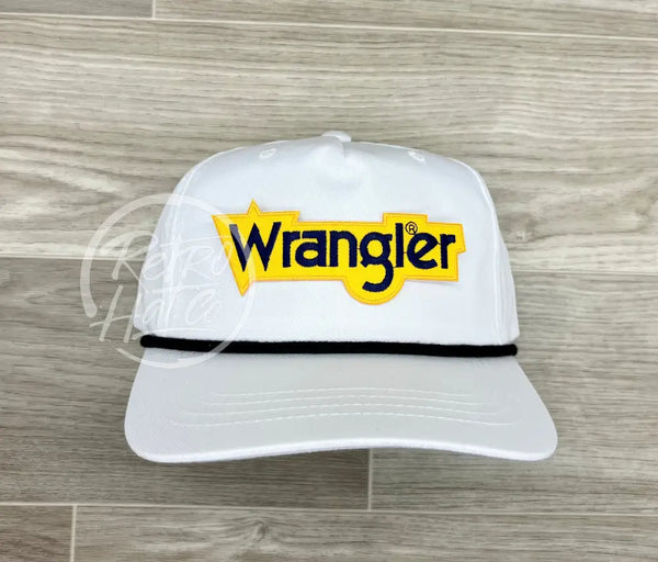 Wrangler On White Retro Rope Hat W/Black Ready To Go