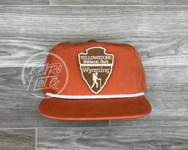 Yellowstone National Park Arrowhead On Orange Poly Rope Hat Ready To Go